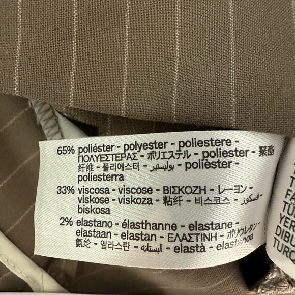 Bershka Stripe Wide Legs high rise Pants tan/cream size 10 NWT - Picture 4 of 6